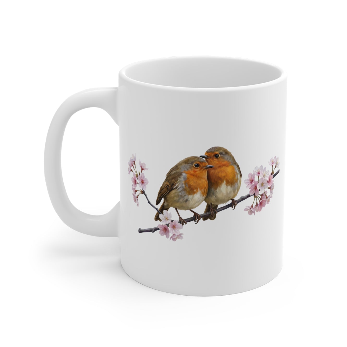Rotkehlchen mit Kirschblüten Tasse - Oster-Geschenk für Vogelfreunde mit Frühlingsdesign
