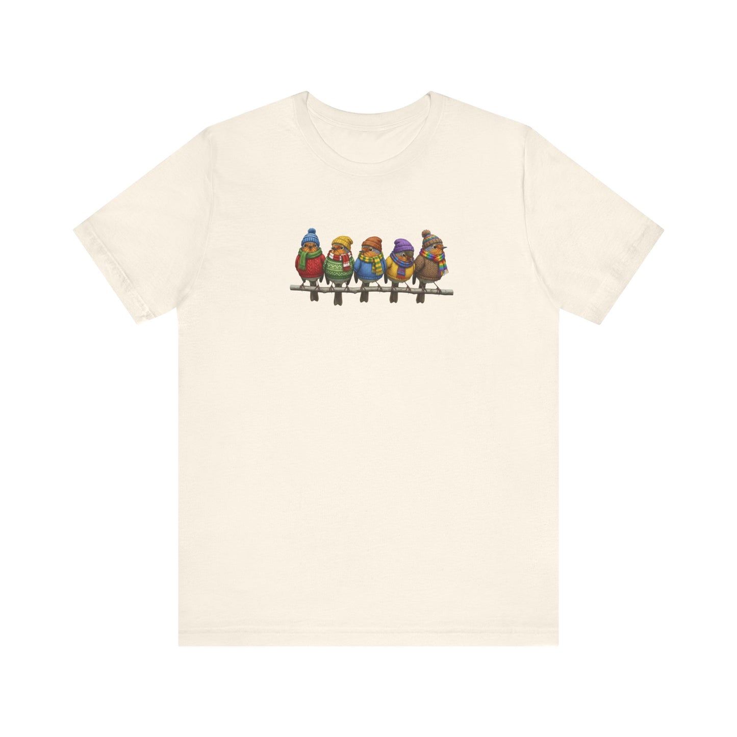 Rotkehlchen in Strick T-Shirt – Weiches Premium Shirt mit Einzigartigem Vogelmotiv