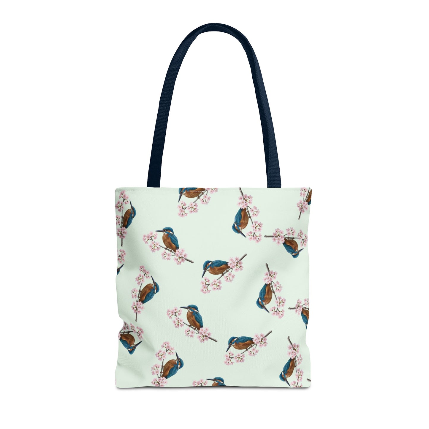 Eisvogel & Kirschblüten Tragetasche in Salbeigrün | Stofftasche Geschenk für Vogelbeobachter – Accessories,