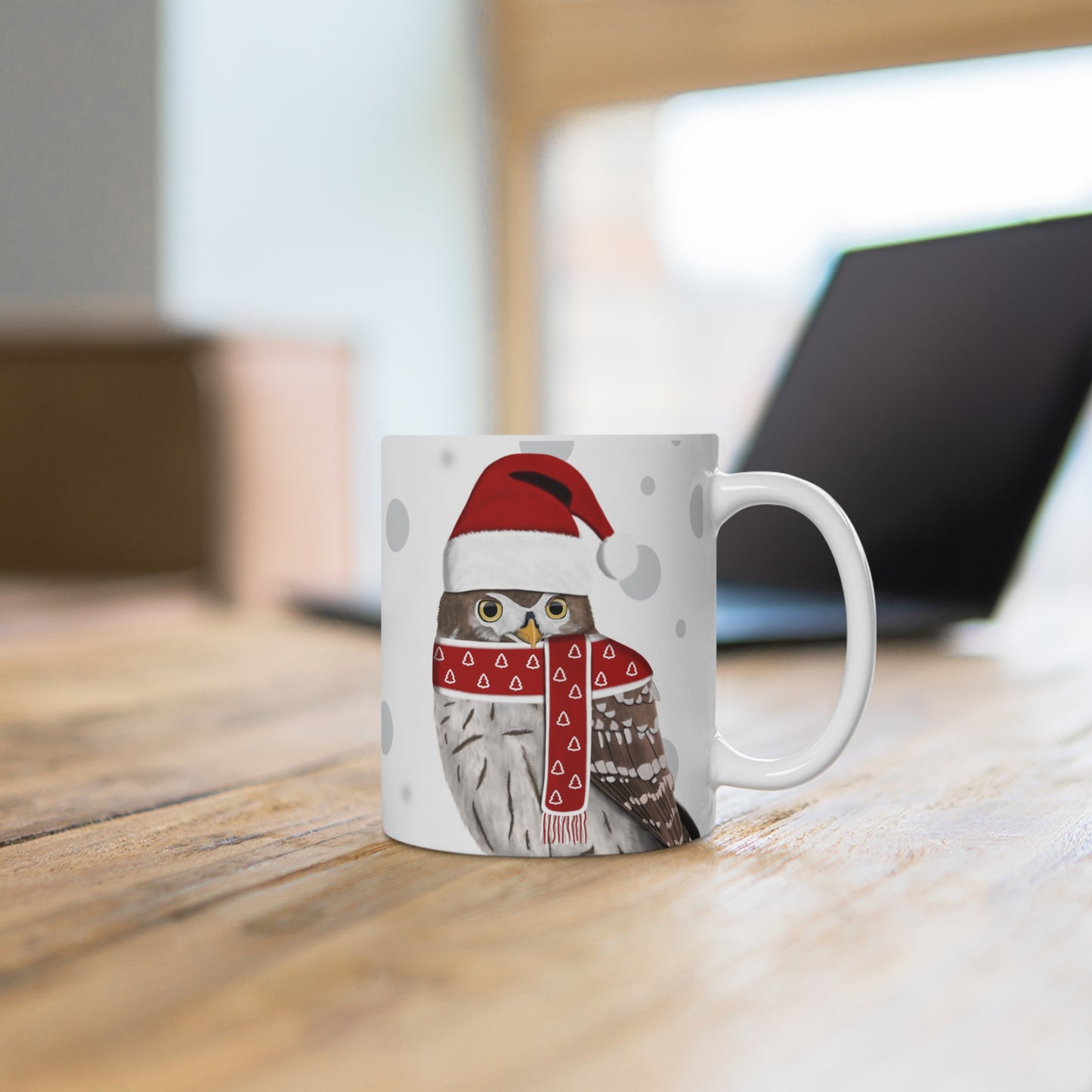 Eule als Weihnachtsmann Vogel Tasse