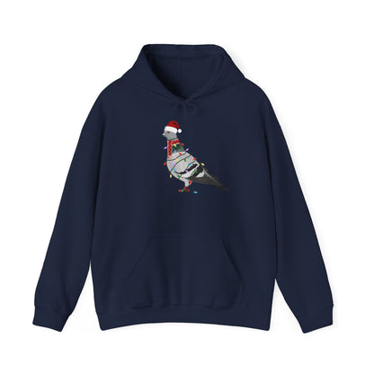 Taube Weihnachts-Hoodie - Vogel als Weihnachtsmann mit Lichterkette Sweater
