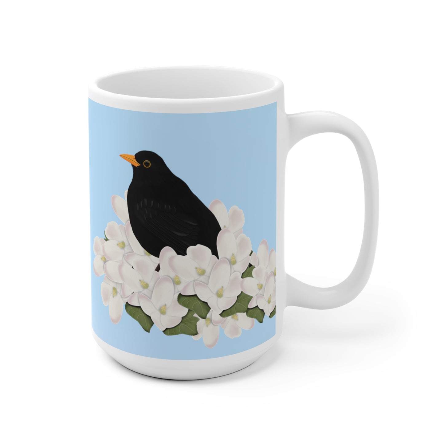 Amsel mit Apfelblüten im Frühling Vogel Tasse für Vogelfreunde