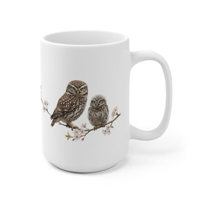 Steinkauz mit Ästling Premium Keramiktasse | Geschenk für Vogelbeobachter