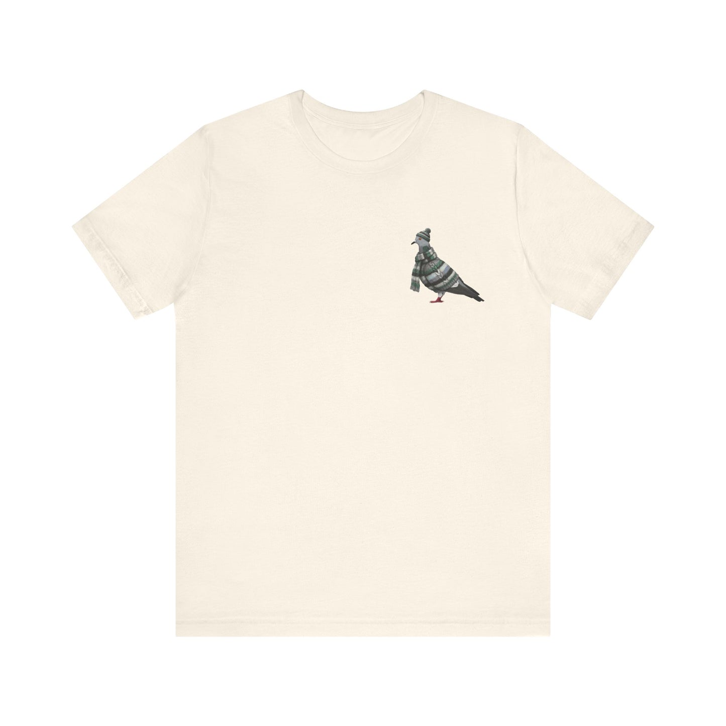 Taube in Strick T-Shirt – Weiches Premium Shirt mit Winterlichem Vogelmotiv für Vogelbeobachter