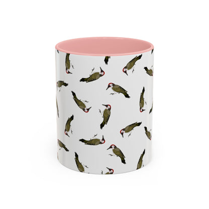 Grünspecht Tasse mit Streumuster | Vogelmotiv Kaffeebecher für Vogelbeobachter & Naturfreunde