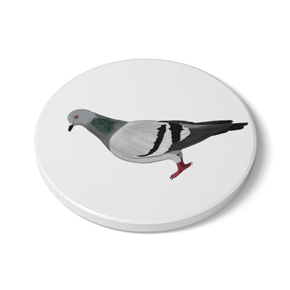 Taube Keramik-Untersetzer Vogelmotiv Weiß