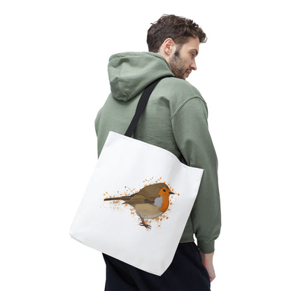 Rotkehlchen Tragetasche 40x40cm Vogel Tasche Weiß für Vogelbeobachter