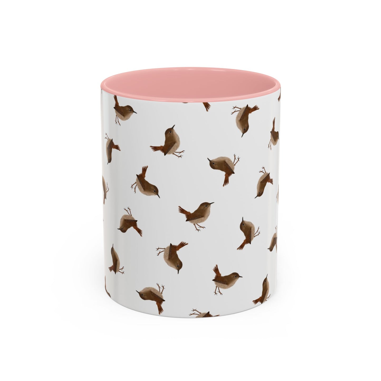 Zaunkönig Tasse mit Streumuster | Vogelmotiv Kaffeebecher für Vogelbeobachter & Naturfreunde – Accent Coffee Mug pink