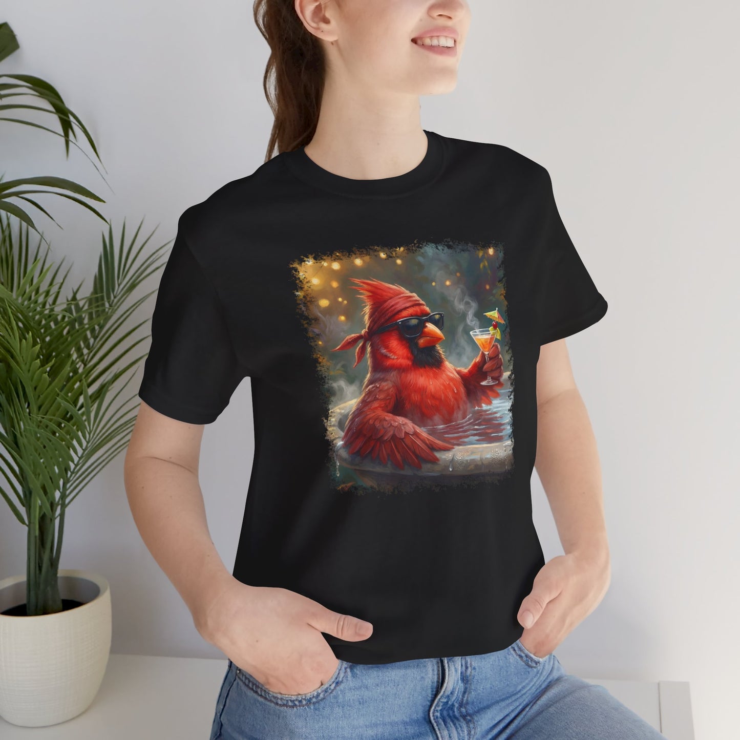 Chordinal entspannt im Vogelbad mit Drink – Premium Unisex T-Shirt | Die Gartenvögel