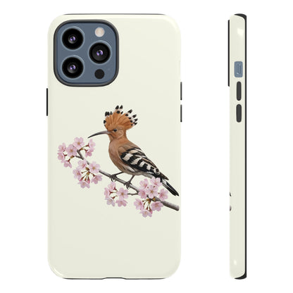 Wiedehopf Handyhülle in Cremeweiß | Florales Kirschblüten Vogel-Motiv für iPhone & Google Pixel
