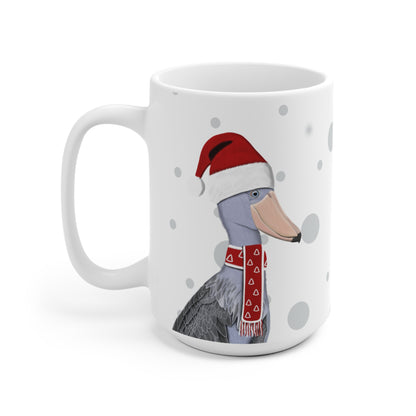 Schuhschnabel als Weihnachtsmann Vogel Tasse