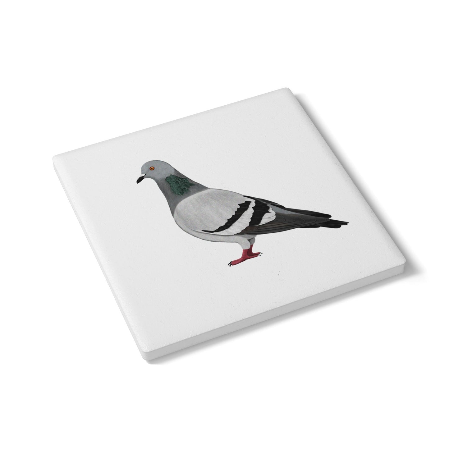 Taube Keramik-Untersetzer Vogelmotiv Weiß