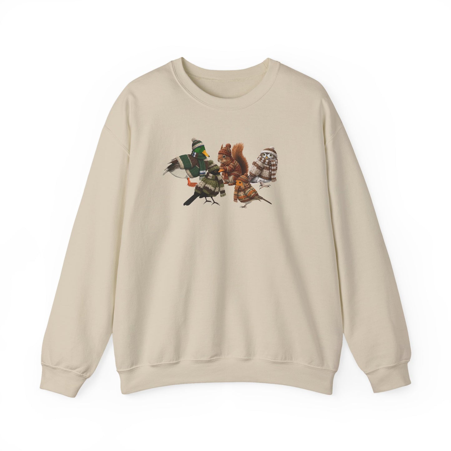 Kuscheliges Vogelmotiv Winter-Sweatshirt: Die Tier-Gang mit Mütze & Pullover