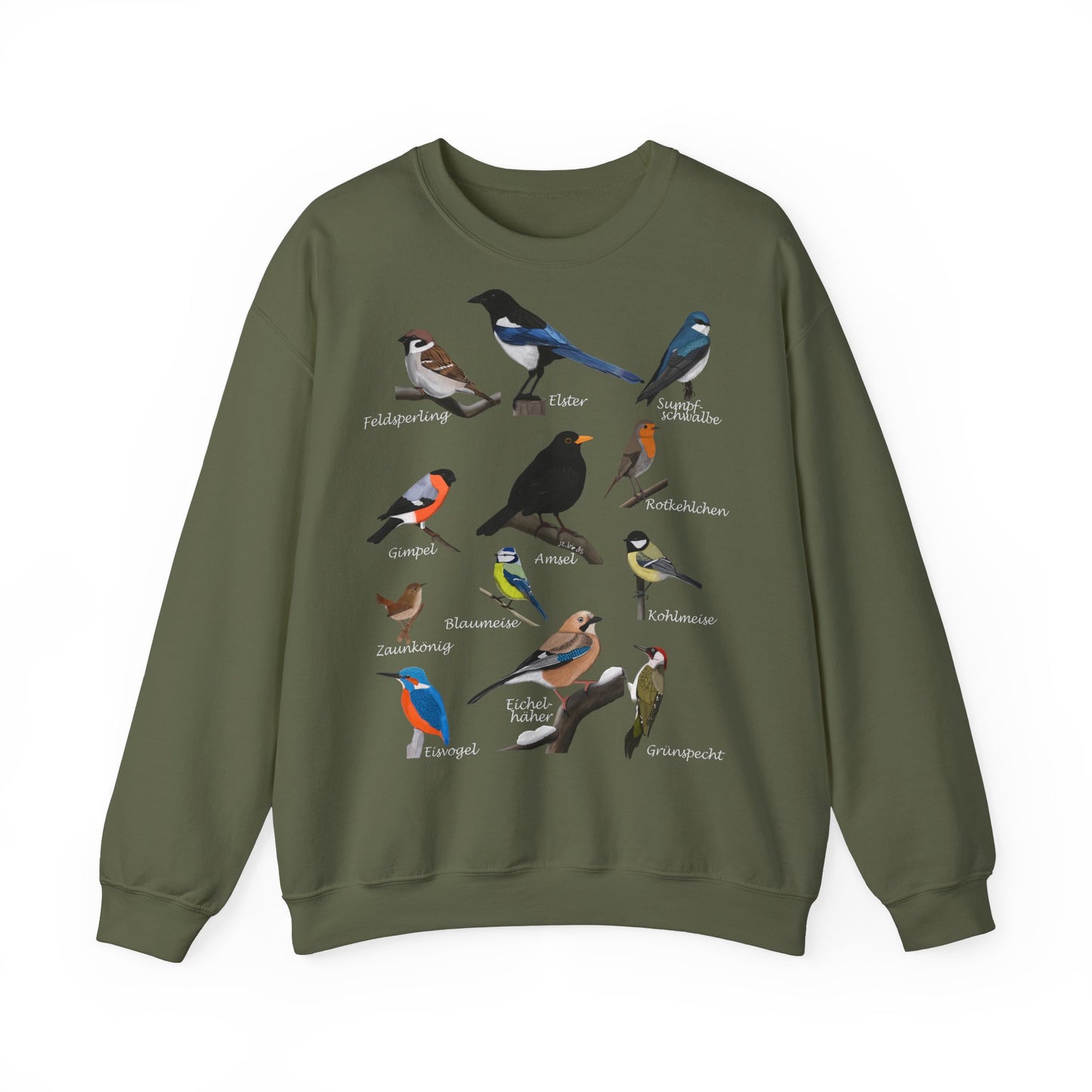 Gartenvögel Amsel Rotkehlchen Eisvogel Vogel Sweatshirt für Naturfreunde und Vogelbeobachter