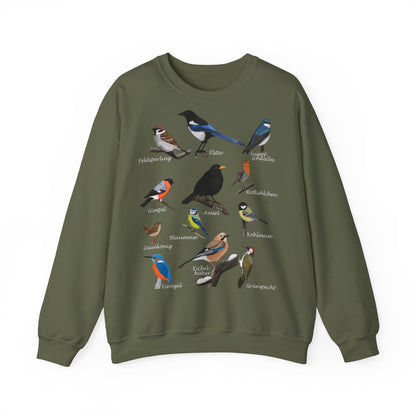 Gartenvögel Amsel Rotkehlchen Eisvogel Vogel Sweatshirt für Naturfreunde und Vogelbeobachter