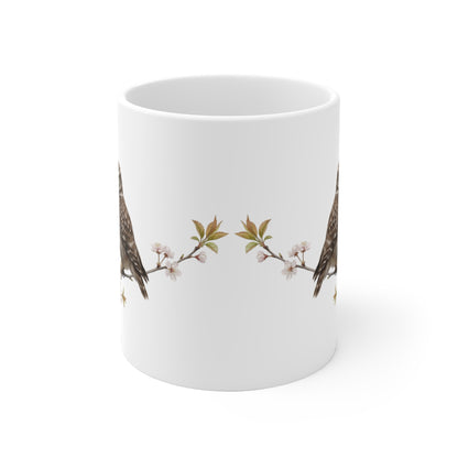 Steinkauz mit Ästling Premium Keramiktasse | Geschenk für Vogelbeobachter