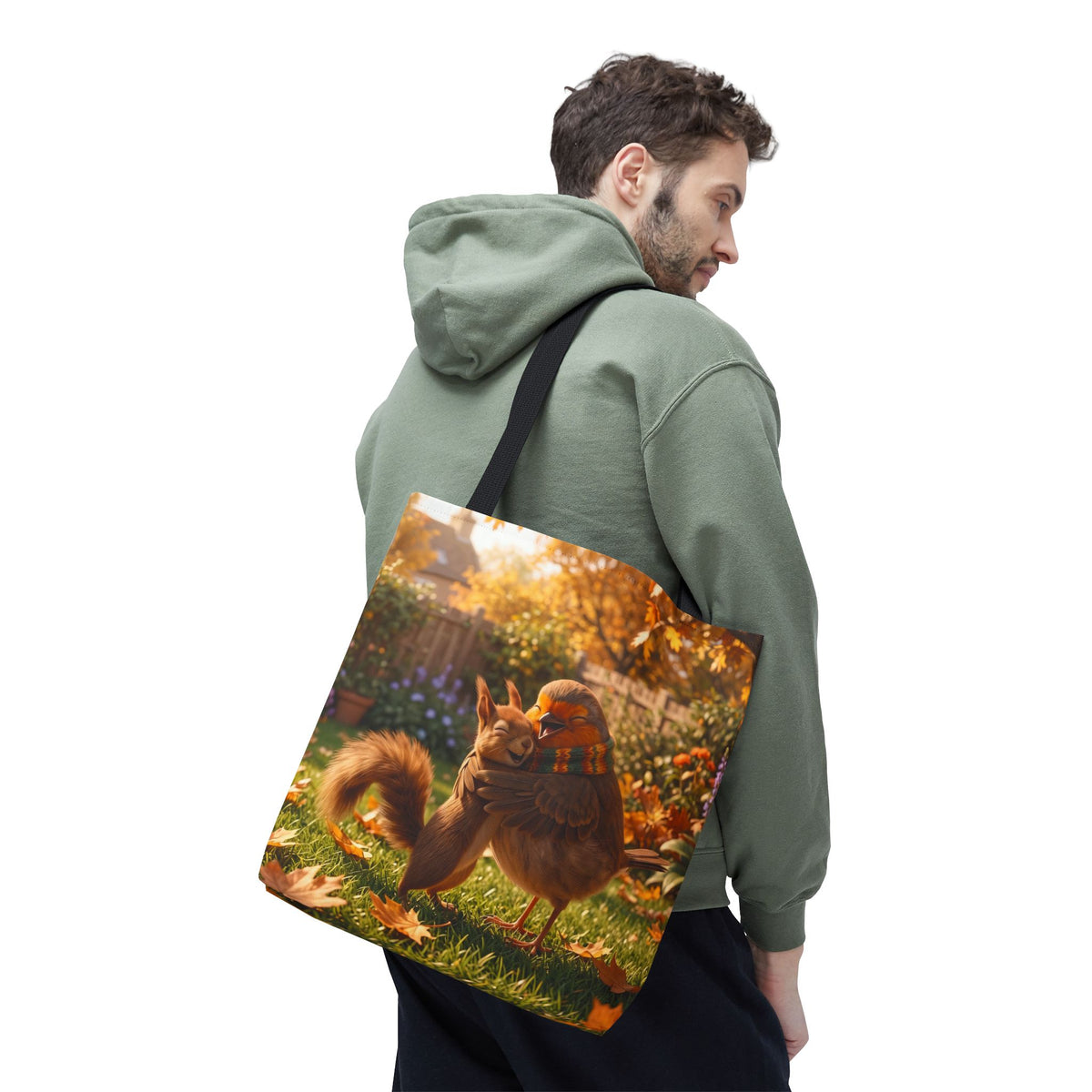 Tragetasche Rosi Rotkehlchen & Eichhörnchen | Bedruckter Shopper für Vogelfreunde