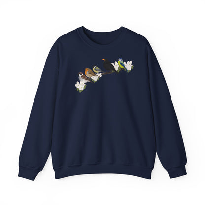 Amsel Rotkehlchen Blaumeise auf einem Ast Vogel Sweatshirt für Naturfreunde und Vogelbeobachter