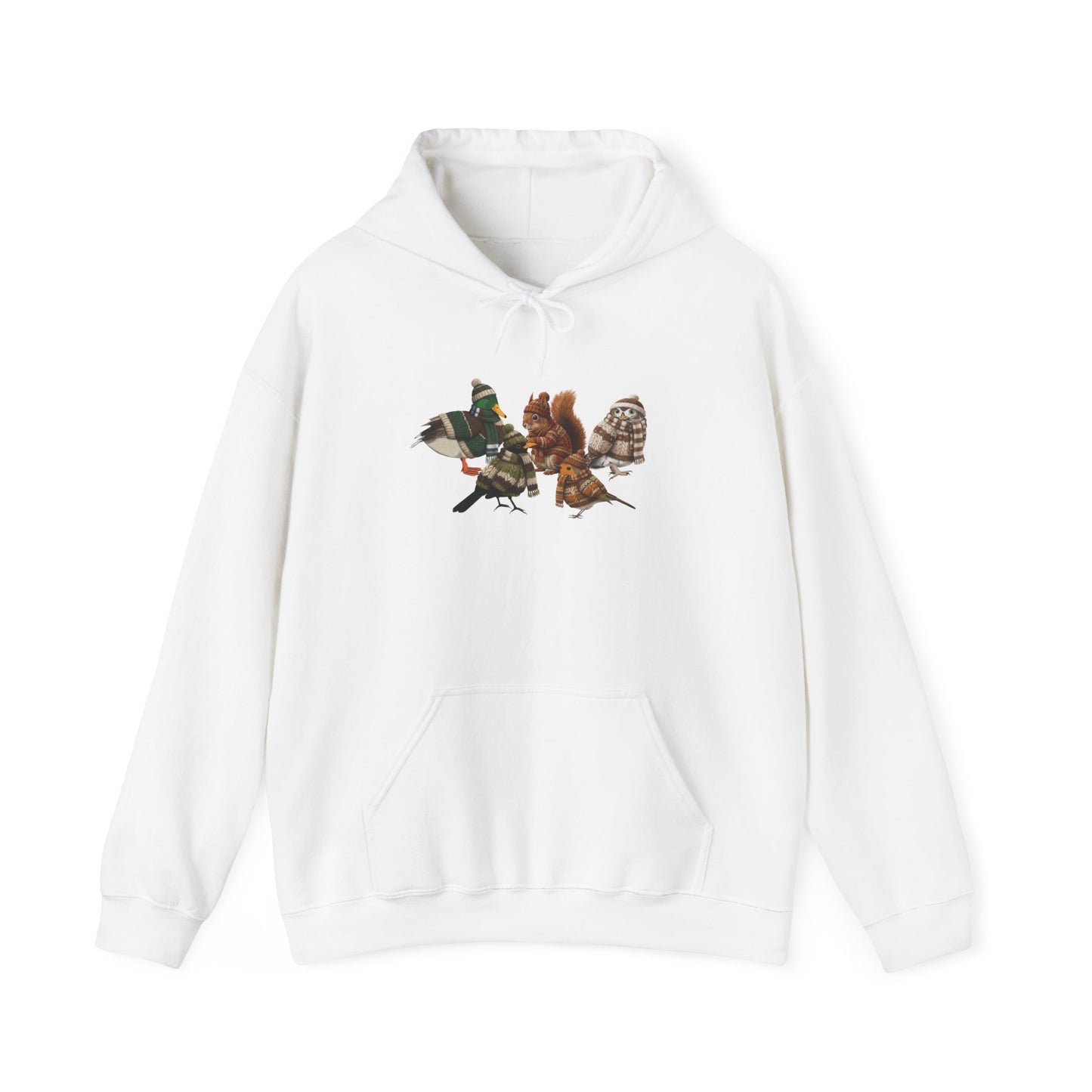 Lustiger Vogelmotiv Winter Hoodie: Die Tier-Gang im Strick-Outfit