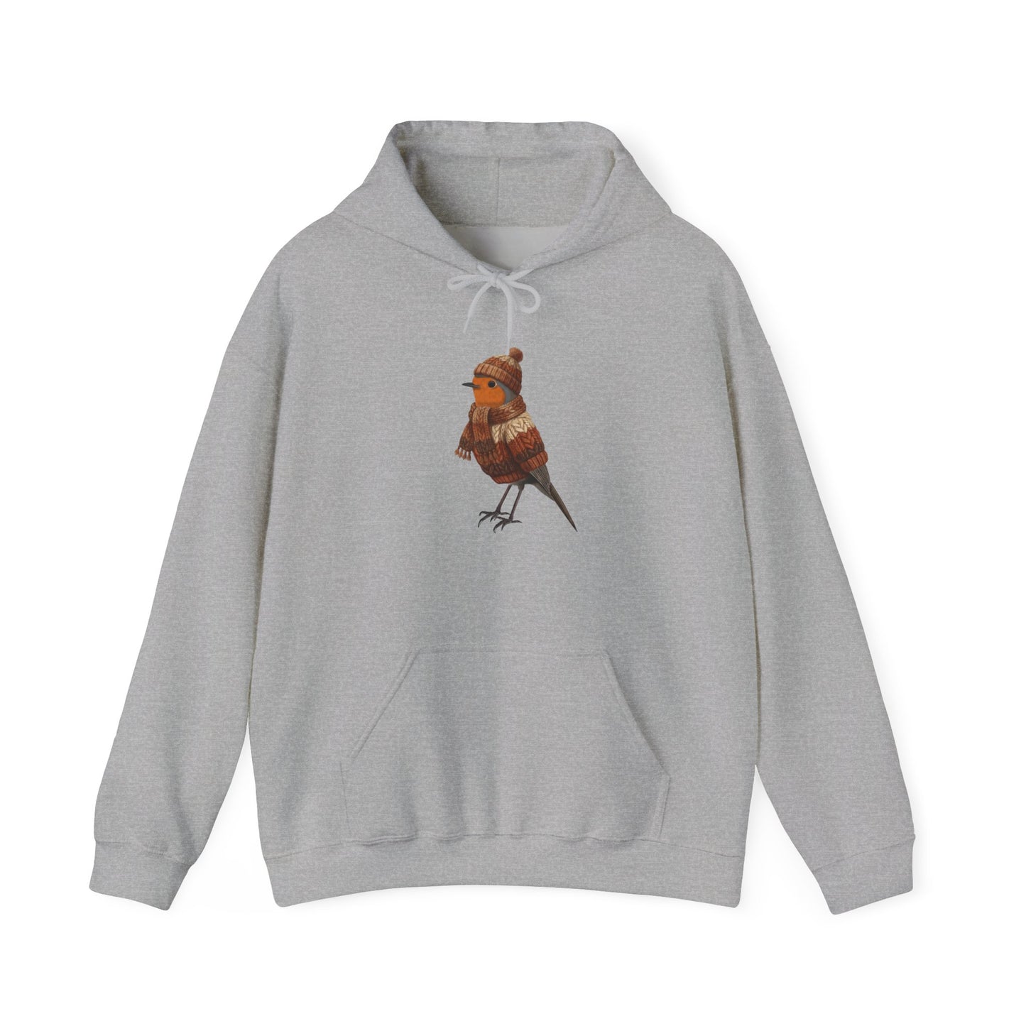 Rotkehlchen mit Strickpullover Hoodie - Vogel Kapuzenpullover für Vogelbeobachter & Naturliebhaber mit Vogelmotiv