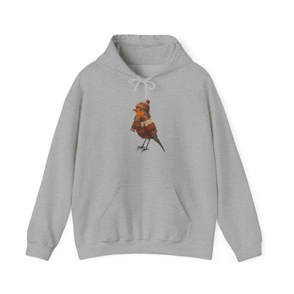 Rotkehlchen mit Strickpullover Hoodie - Vogel Kapuzenpullover für Vogelbeobachter & Naturliebhaber mit Vogelmotiv
