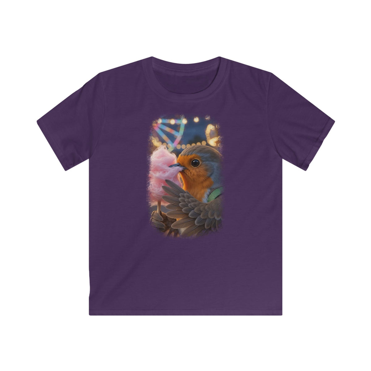 Premium Kinder T-Shirt Rosi Rotkehlchen isst Zuckerwatte auf der Kirmes