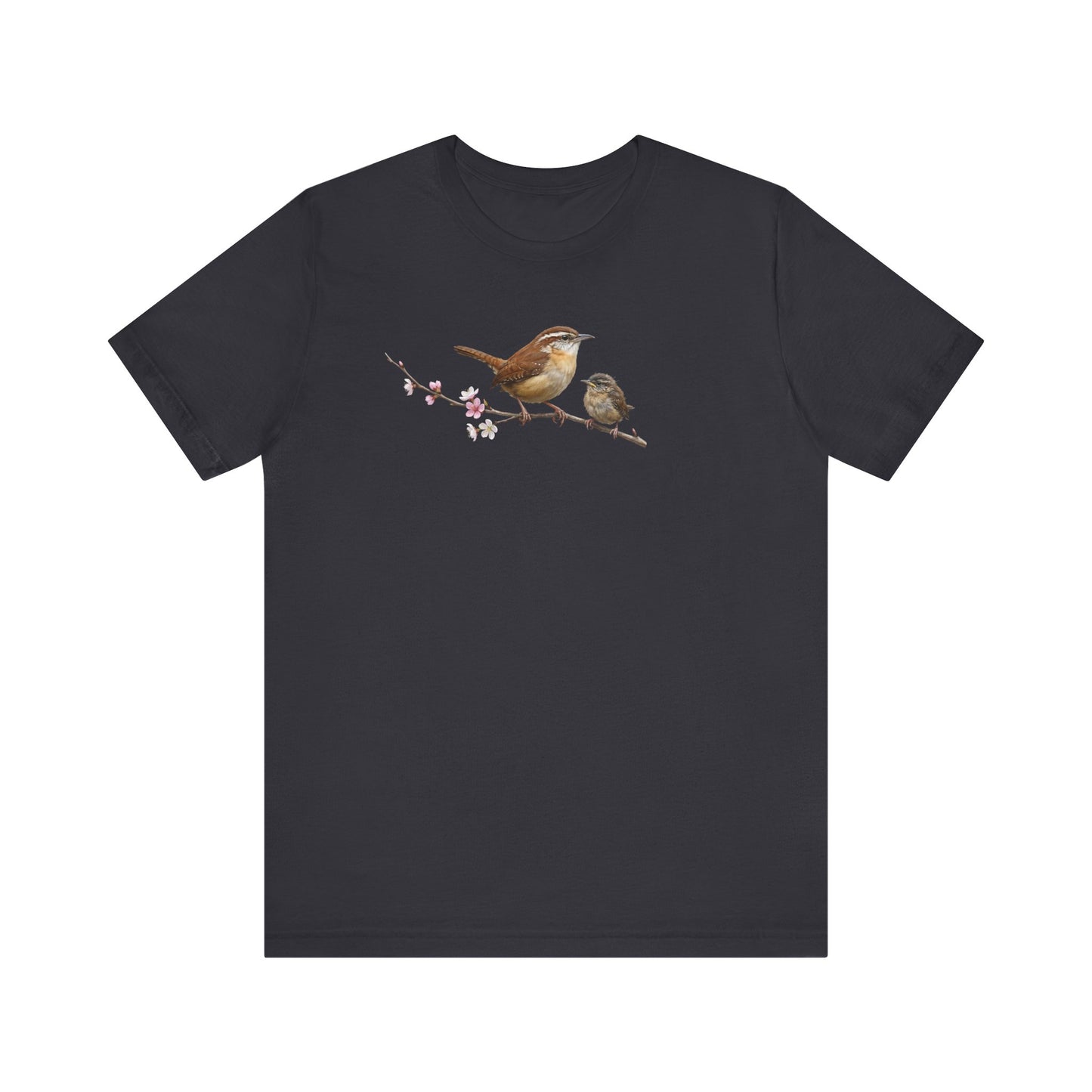 Zaunkönig & Jungvogel T-Shirt | Frühlingsblüten Vogelmotiv für Vogelbeobachter