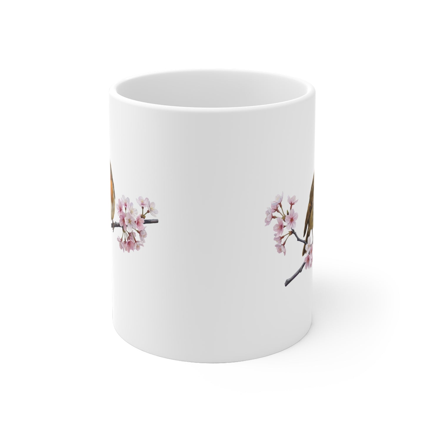 Rotkehlchen mit Kirschblüten Tasse - Oster-Geschenk für Vogelfreunde mit Frühlingsdesign