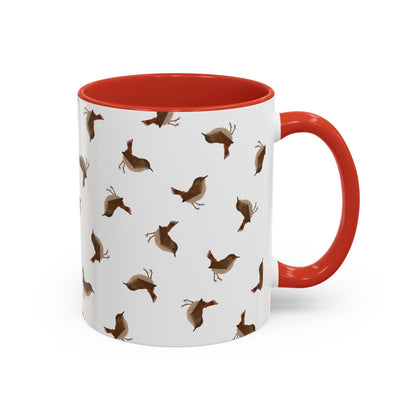 Zaunkönig Tasse mit Streumuster | Vogelmotiv Kaffeebecher für Vogelbeobachter & Naturfreunde – Accent Coffee Mug rot