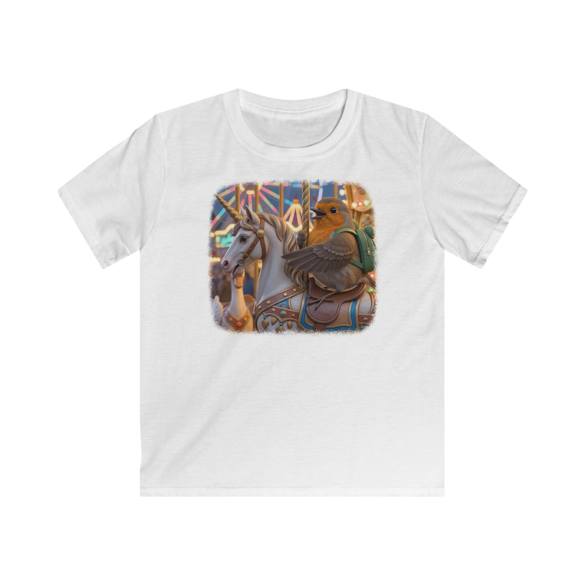 Premium Kinder T-Shirt Rosi Rotkehlchen & das Karussell-Einhorn