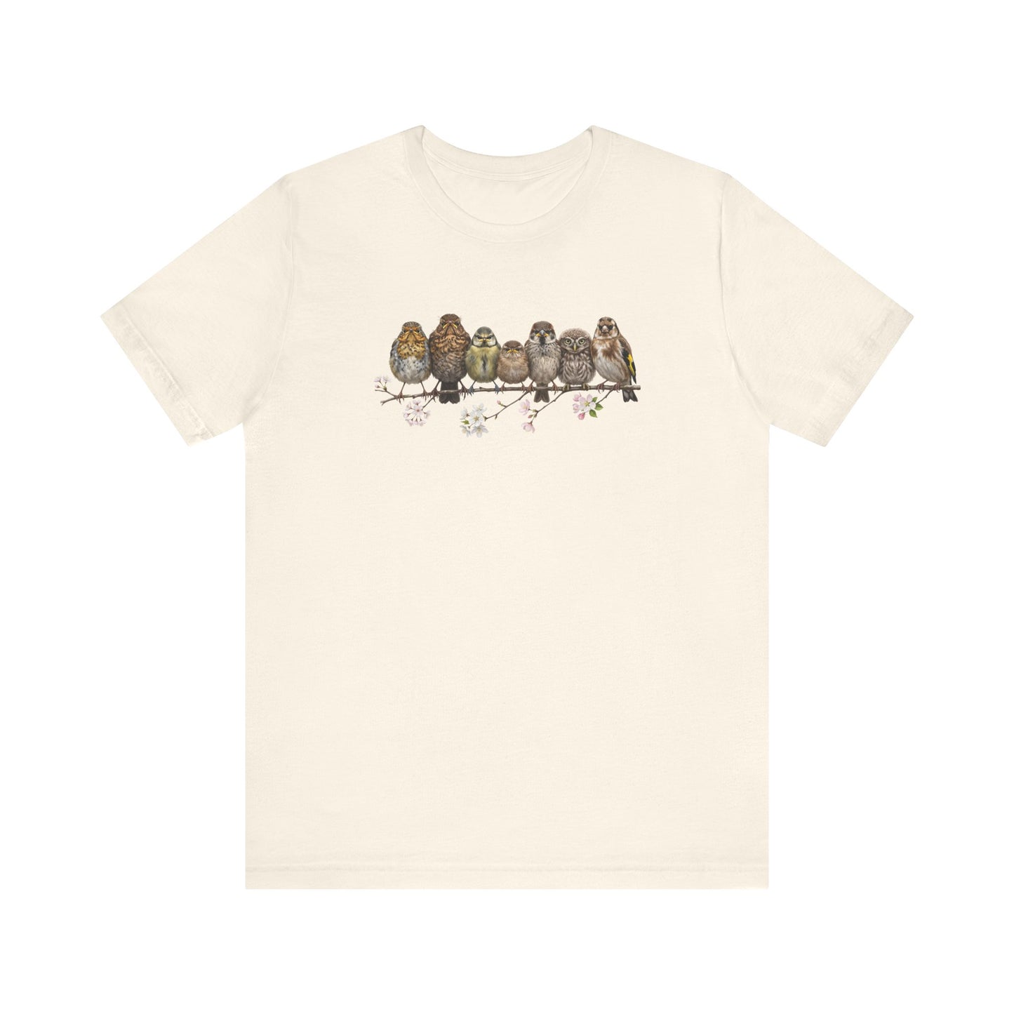 Rotkehlchen Amsel Blaumeise Jungvogel Premium T-Shirt | Frühlingsblüten Vogelmotiv für Vogelbeobachter