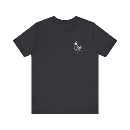 Möwe in Strick T-Shirt – Weiches Premium Shirt mit Winterlichem Vogelmotiv