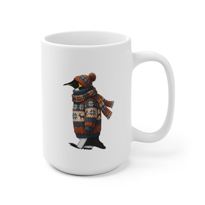Pinguin mit Strickpullover Weihnachtliche Tasse mit Vogelmotiv – Ideal für Kakao & Kaffee