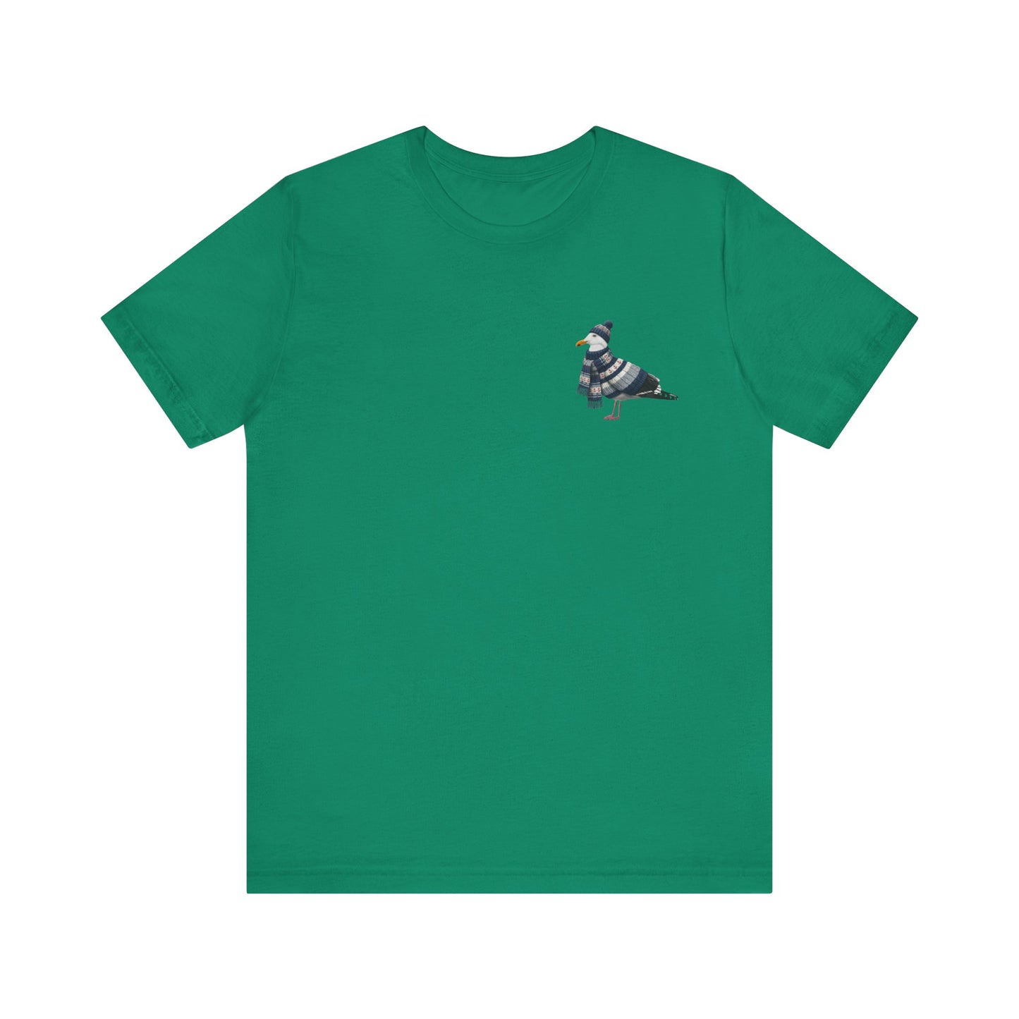 Möwe in Strick T-Shirt – Weiches Premium Shirt mit Winterlichem Vogelmotiv