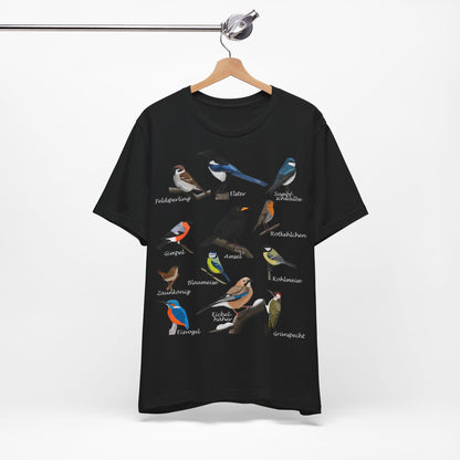 Amsel Rotkehlchen Blaumeise Zaunkönig Vogel T-Shirt für Vogelfreunde und Vogelbeobachter