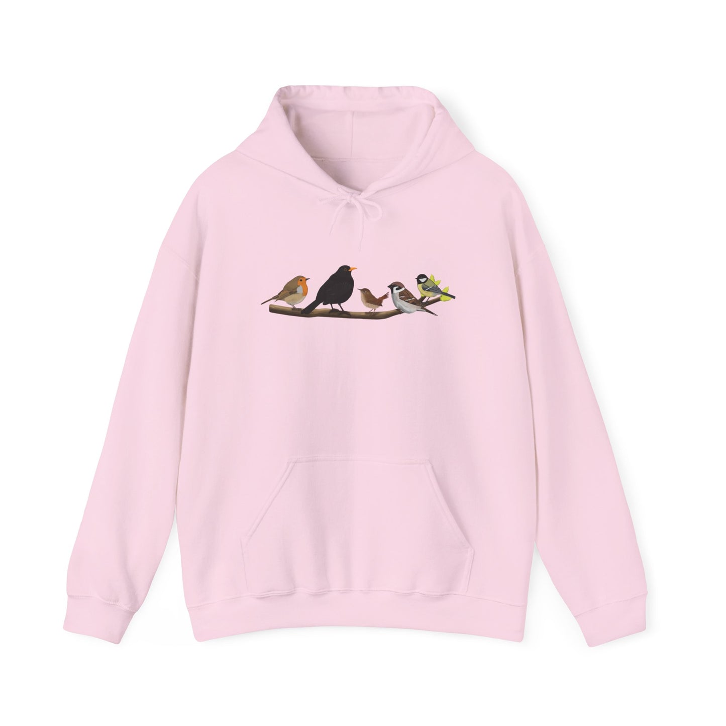 Vögel auf einem Ast Hoodie - Amsel Rotkehlchen Kohlmeise Kapuzenpullover für Vogelbeobachter & Naturliebhaber