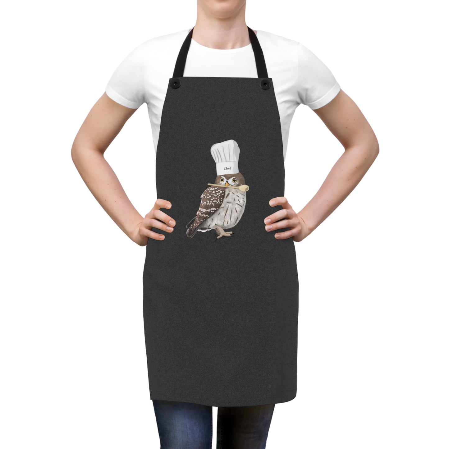 Eule Chefkoch Lustige Kochschürze & Grillschürze in Anthrazit für Vogelfreunde