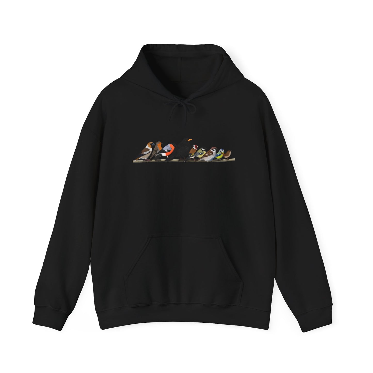 Vögel auf einem Ast Hoodie - Amsel Rotkehlchen Kohlmeise Stieglitz Kapuzenpullover für Vogelbeobachter & Naturliebhaber