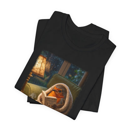 Gemütliches Rotkehlchen T-Shirt mit Lese-Motiv | Süßes Vogel-Shirt für Buchliebhaber & Cozy Vibes