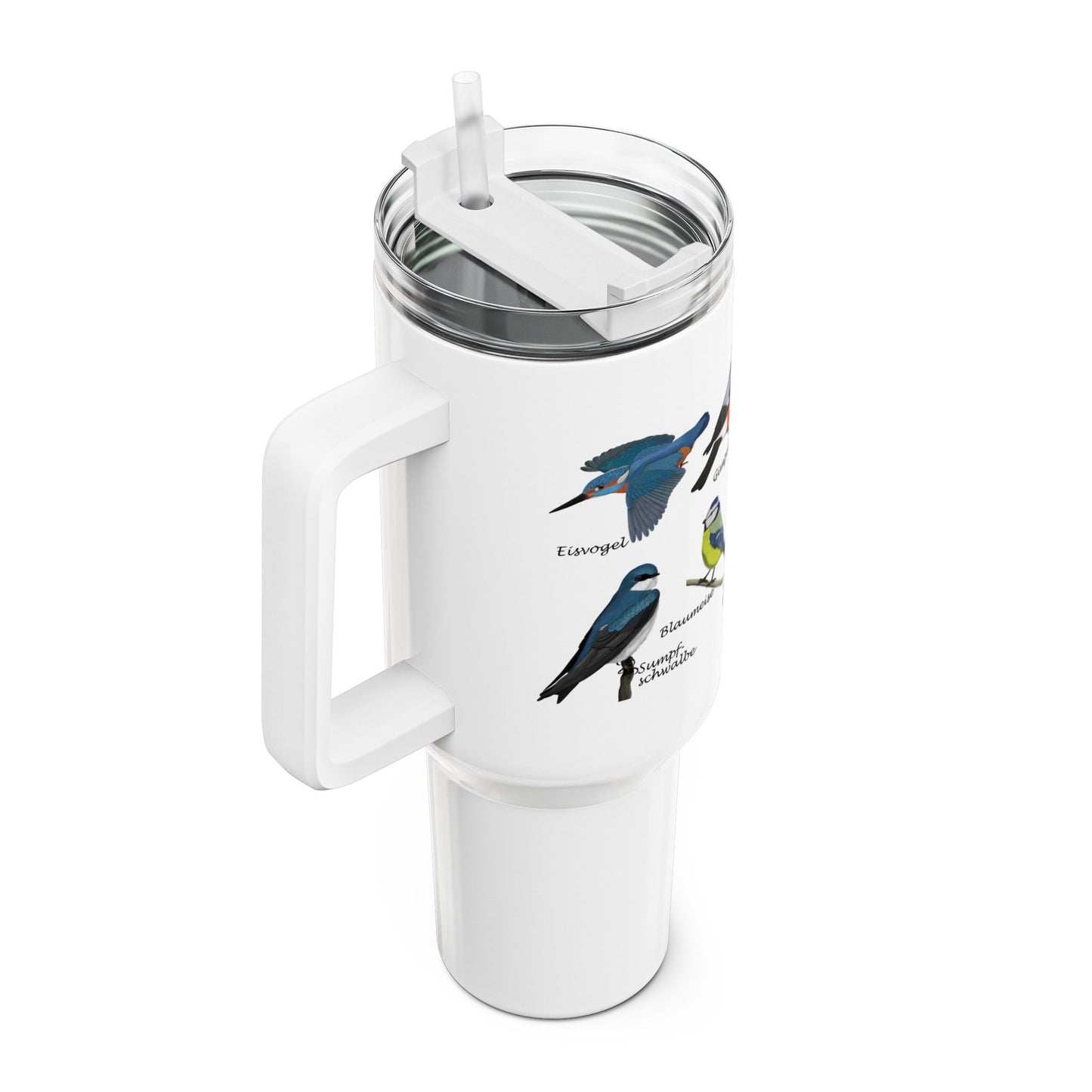 Gartenvögel Amsel Rotkehlchen Buntspecht Thermo-Tumbler 40oz (1,2L) – Edelstahl Isolierbecher für Vogelbeobachter