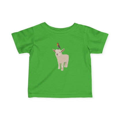 Süßes Lamm mit Rotkehlchen Vogel Tiermotiv T-Shirt für Babys und Kleinkinder