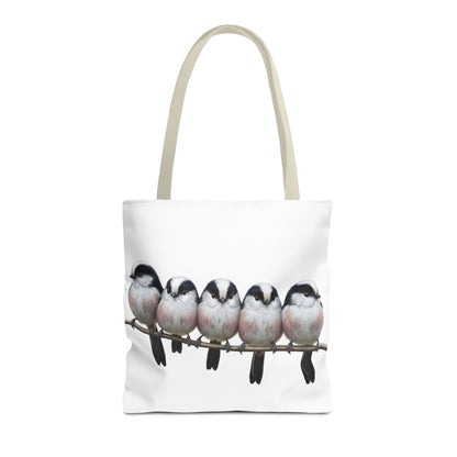 Schwanzmeisen Tragetasche 40x40cm Vogel Tasche Weiß für Vogelbeobachter