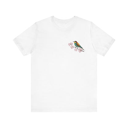 Bienenfresser T-Shirt mit Kirschblüten | Florales Vogelmotiv für Vogelfreunde