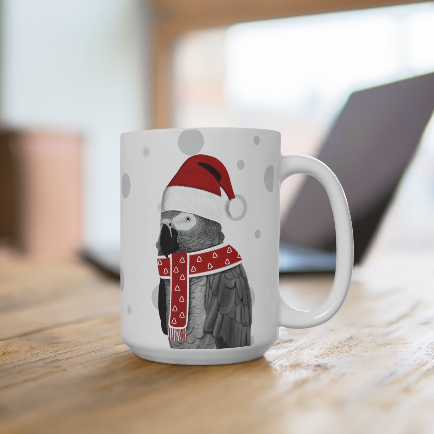 Graupapagei als Weihnachtsmann Vogel Tasse