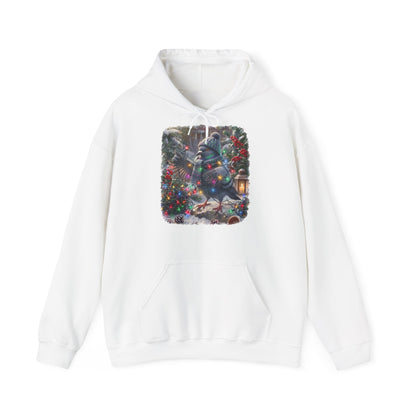 Premium Hoodie Taube und die Lichterkette im winterlichen Garten für Vogelbeoachter