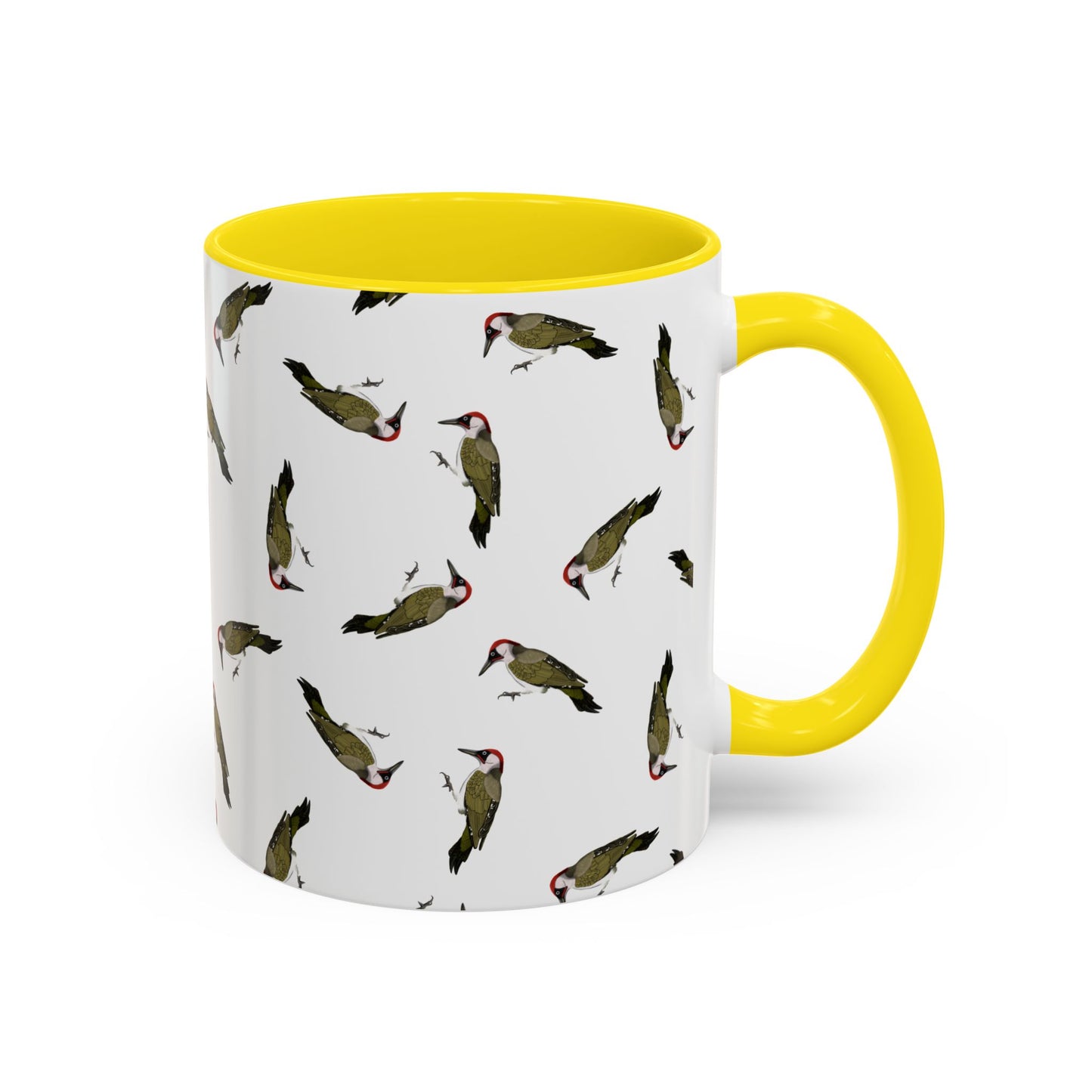 Grünspecht Tasse mit Streumuster | Vogelmotiv Kaffeebecher für Vogelbeobachter & Naturfreunde
