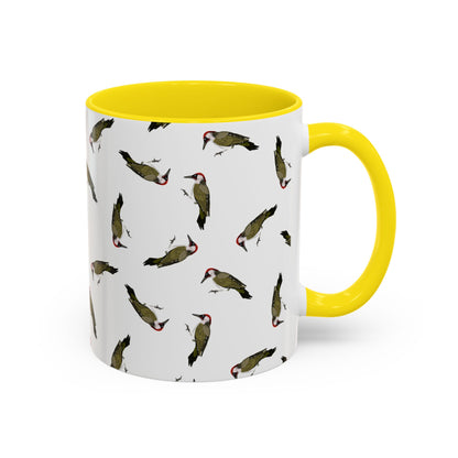 Grünspecht Tasse mit Streumuster | Vogelmotiv Kaffeebecher für Vogelbeobachter & Naturfreunde