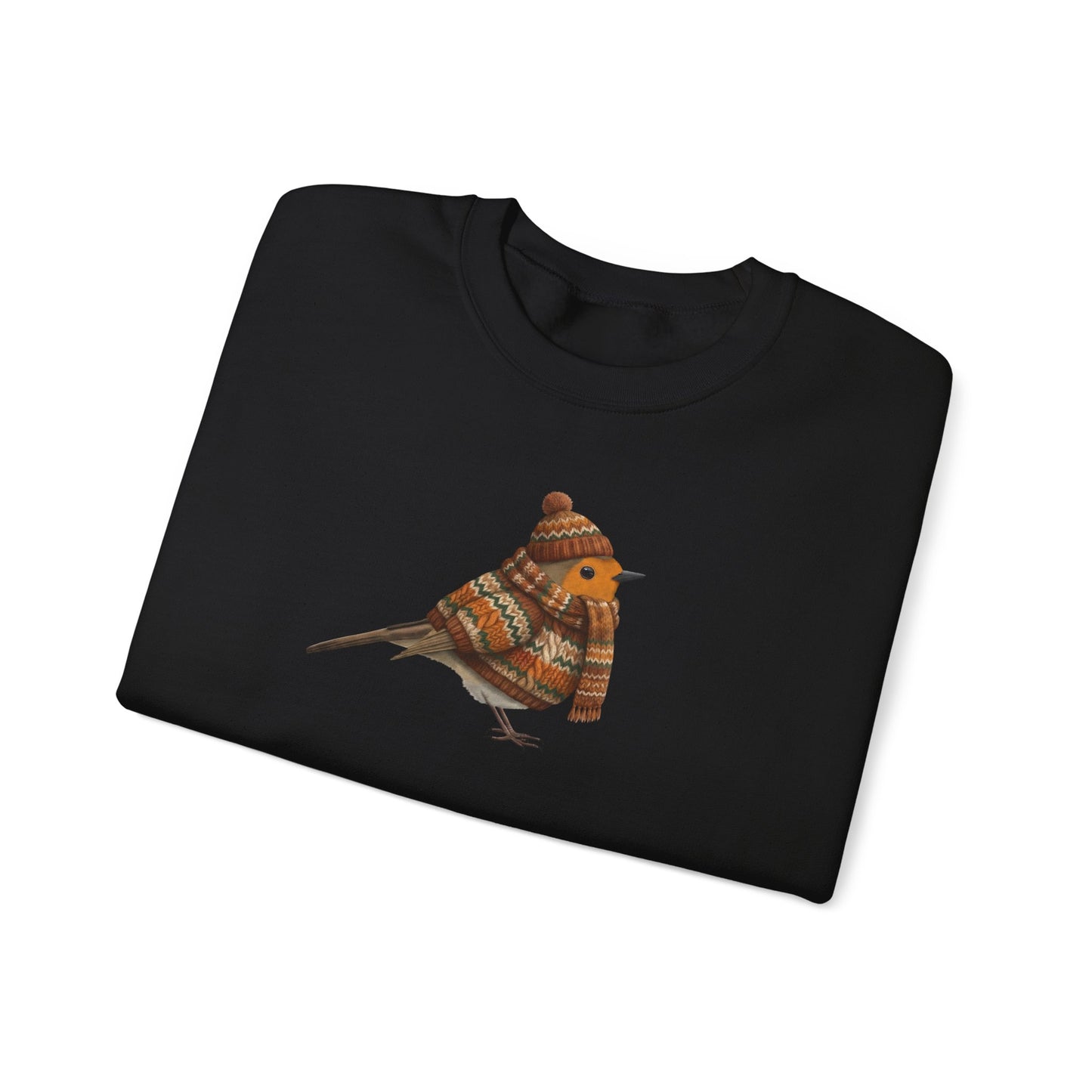 Rotkehlchen in Strick Weihnachts-Sweatshirt | Unisex Vogel Sweater für Vogelfreunde & Vogelbeobachter