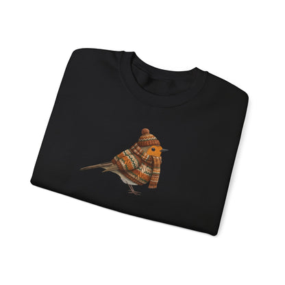 Rotkehlchen in Strick Weihnachts-Sweatshirt | Unisex Vogel Sweater für Vogelfreunde & Vogelbeobachter