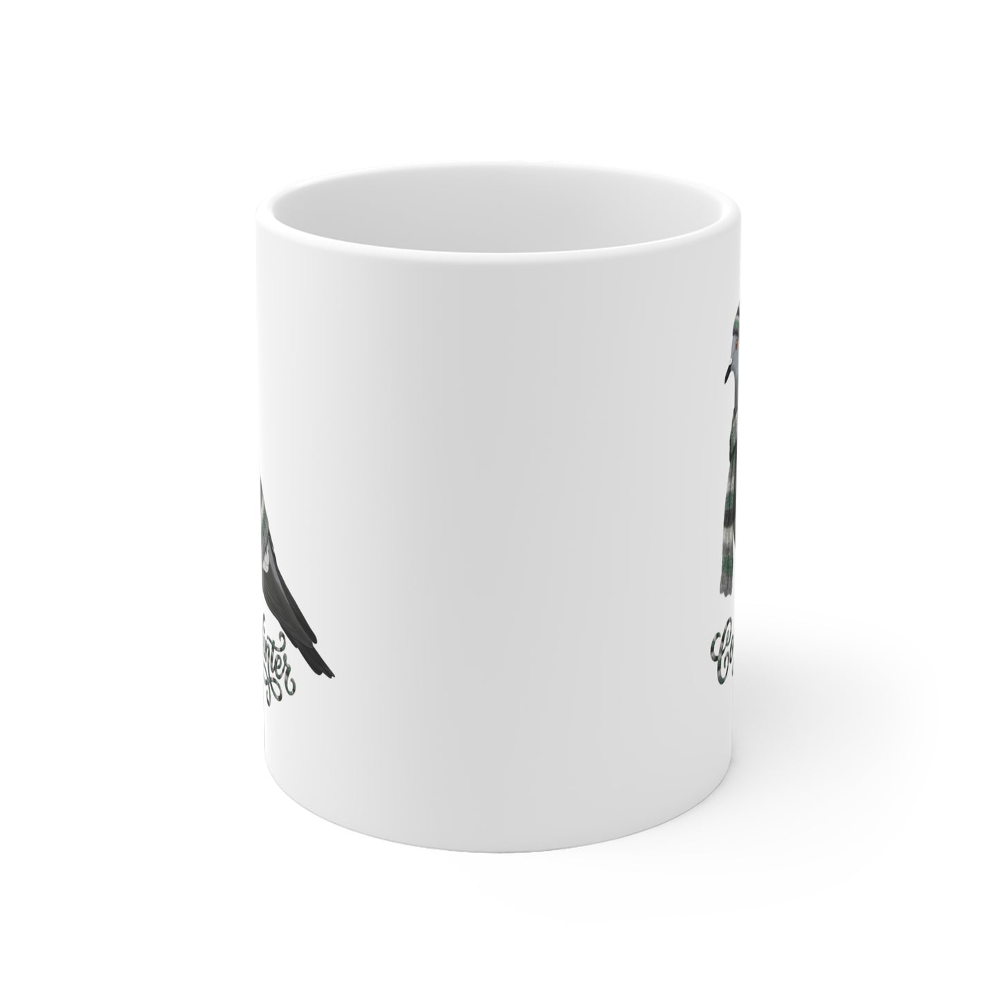 Taube mit Strickpullover Weihnachtliche Tasse mit Vogelmotiv Cozy Winter – Ideal für Kakao & Kaffee